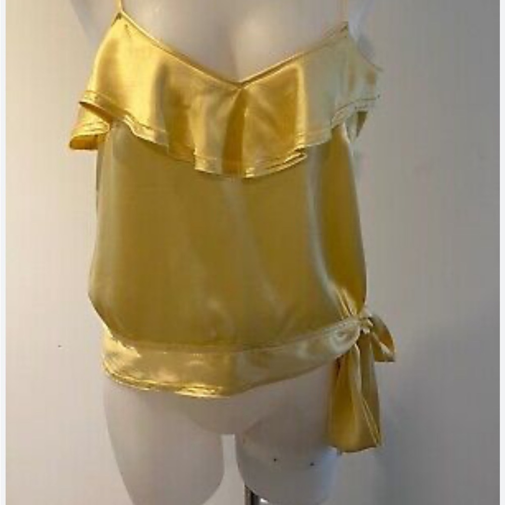 Yellow Satin Ruffle Top